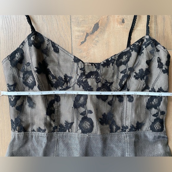 Marc Jacobs Vintage Lace Bustier and Metallic Silk Dress, Lace Straps, Size 0 - Picture 8 of 13